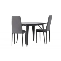 Spisebordssæt Tempe med Spisebordsstole Petra - Sort og Mørkegrå