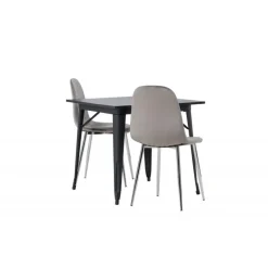 Spisebordssæt Tempe med Spisebordsstolene Eva - Sort og Lysegrå