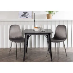 Spisebordssæt Tempe med Spisebordsstolene Eva - Sort og Lysegrå