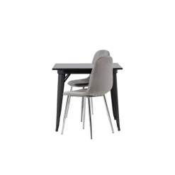 Spisebordssæt Tempe med Spisebordsstolene Eva - Sort og Lysegrå