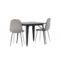 Spisebordssæt Tempe med Spisebordsstolene Eva - Sort og Lysegrå