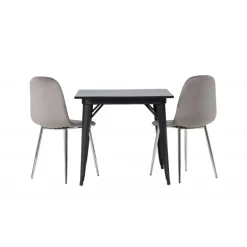 Spisebordssæt Tempe med Spisebordsstolene Eva - Sort og Lysegrå