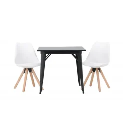 Spisebordssæt Tempe med Zeno Spisebordsstole - Sort og Hvid