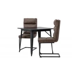 Spisebordssæt Tempe med Zizo Spisebordsstole - Sort og Brun