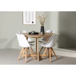 Spisebordssæt Yadikon med stole Zeno - Brun og Hvid