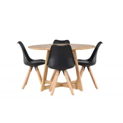 Spisebordssæt Yadikon med Zeno stole - Sort og Brun