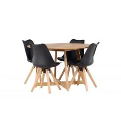 Spisebordssæt Yadikon med Zeno stole - Sort og Brun