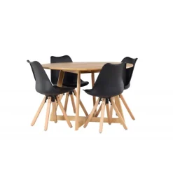 Spisebordssæt Yadikon med Zeno stole - Sort og Brun