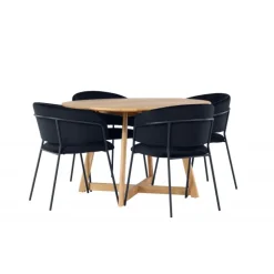 Spisebordssæt Yadikon med Selma stole - Sort og Brun