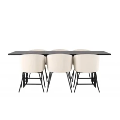 Spisebordssæt Ystad med Berit Spisebordsstole - Beige og Sort