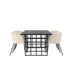 Spisebordssæt Ystad med Berit Spisebordsstole - Beige og Sort