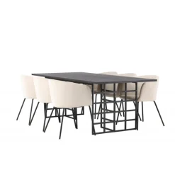 Spisebordssæt Ystad med Berit Spisebordsstole - Beige og Sort