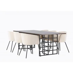 Spisebordssæt Ystad med Berit Spisebordsstole - Beige og Mocca