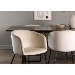 Spisebordssæt Ystad med Berit Spisebordsstole - Beige og Mocca