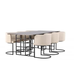 Spisebordssæt Ystad med Simrishamn Spisebordsstole - Beige og Mocca