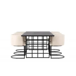 Spisebordssæt Ystad med Spisebordsstole Simrishamn - Beige og Sort