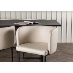 Spisebordssæt Ystad med Spisebordsstole Simrishamn - Beige og Sort