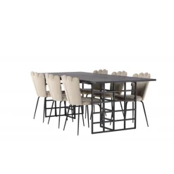 Spisebordssæt Ystad med Spisebordsstole Limhamn - Beige og Sort