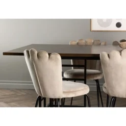Spisebordssæt Ystad med Spisebordsstole Limhamn - Beige og Mocca