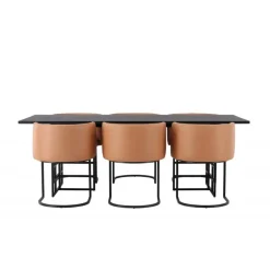 Spisebordssæt Ystad med Spisebordsstole Simrishamn - Sort og Brun