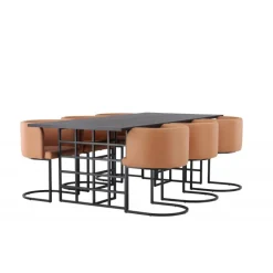 Spisebordssæt Ystad med Spisebordsstole Simrishamn - Sort og Brun