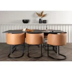 Spisebordssæt Ystad med Spisebordsstole Simrishamn - Sort og Brun