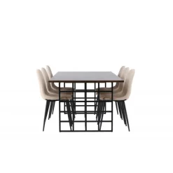 Spisebordssæt Ystad med Spisebordsstolene Polar - Beige og Mocca