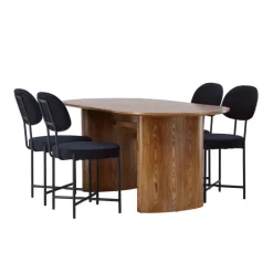 Spisestuesæt Isolde med stole Stella - Sort og Natur