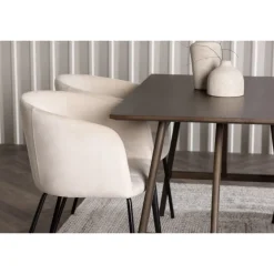 Spisestuesæt Kaseindon med Berit Spisebordsstole - Beige og Mørkebrun