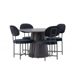 Spisestuesæt Lanzo med stole Stella - Sort