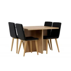 Spisestuesæt Leo med Spisebordsstole Today - Sort og Natur