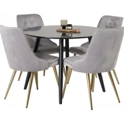 Spisestuesæt Plaza med stole Velvet Deluxe