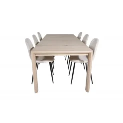 Spisestuesæt Slider - Beige, Sort og Natur og Hvid