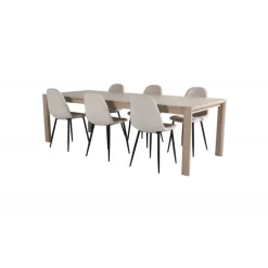 Spisestuesæt Slider - Beige, Sort og Natur og Hvid