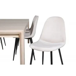 Spisestuesæt Slider - Beige, Sort og Natur og Hvid