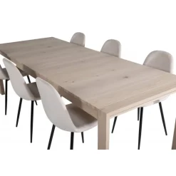 Spisestuesæt Slider - Beige, Sort og Natur og Hvid