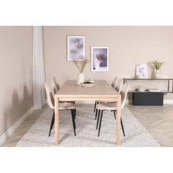 Spisestuesæt Slider - Beige, Sort og Natur og Hvid