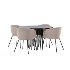 Spisestuesæt Sten med Berit stole - Beige og Mocca