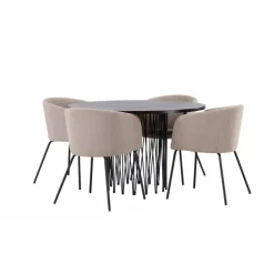 Spisestuesæt Sten med Berit stole - Beige og Mocca