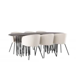 Spisestuesæt Stone med Berit Spisebordsstole - Beige og Mocca