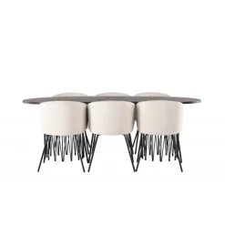 Spisestuesæt Stone med Berit Spisebordsstole - Beige og Mocca