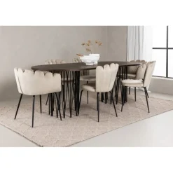 Sten Oval Spisebordssæt - Beige og Mocca