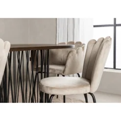 Sten Oval Spisebordssæt - Beige og Mocca