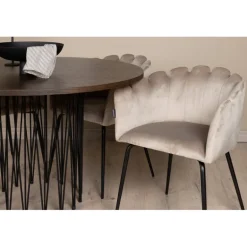 Sten Rund Spisebordssæt - Beige og Mocca