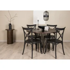 Sten Rund Spisebordssæt - Sort og Mocca