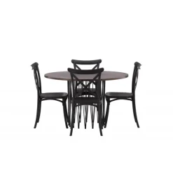 Sten Rund Spisebordssæt - Sort og Mocca