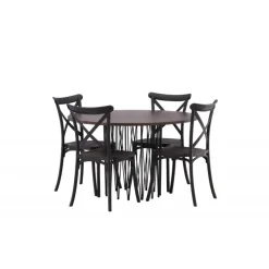 Sten Rund Spisebordssæt - Sort og Mocca