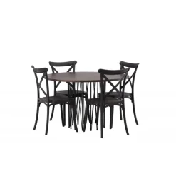 Sten Rund Spisebordssæt - Sort og Mocca