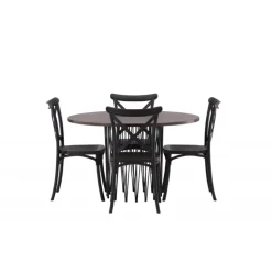 Sten Rund Spisebordssæt - Sort og Mocca