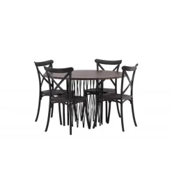 Sten Rund Spisebordssæt - Sort og Mocca